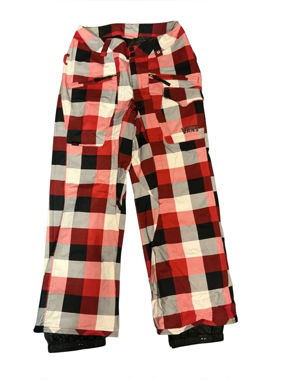 VANS Women’s Red, Black, White Plaid Snowboard Pants
